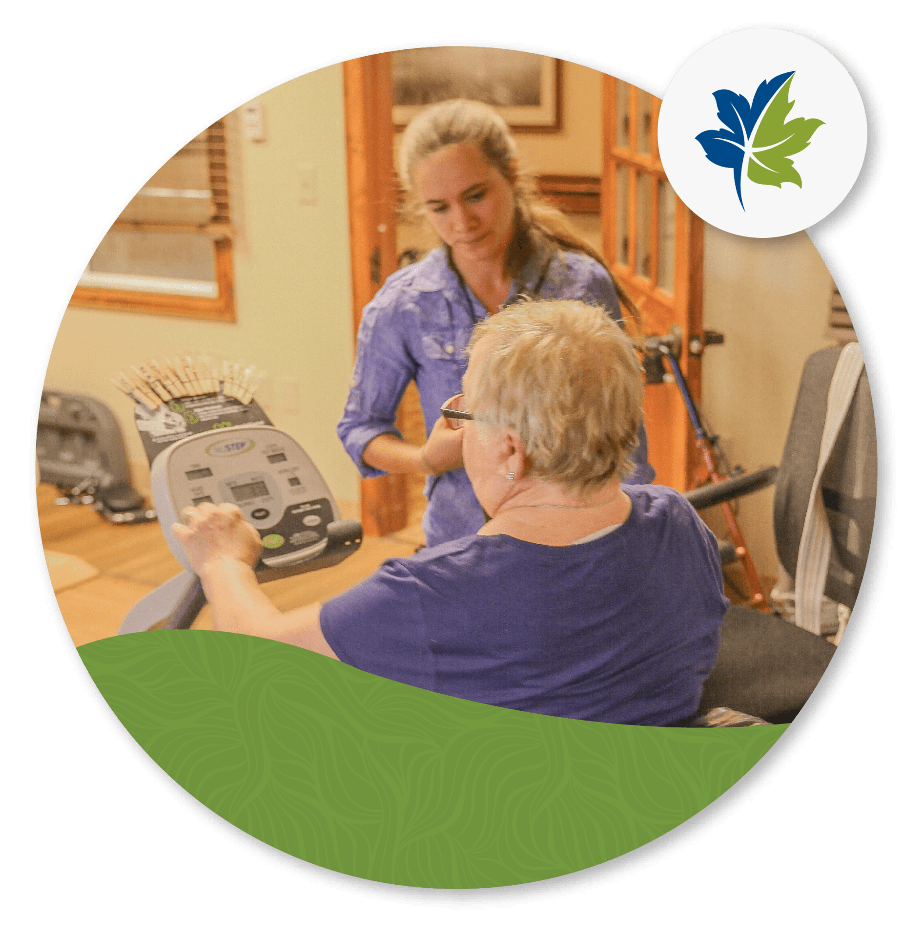 GRACE_Web_Images-01 woman helping an older woman with physical therapy at Grace Pointe Senior Care Community